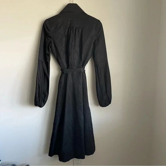 To The Max black satin open front belted trench coat size small - Picture 9 of 15